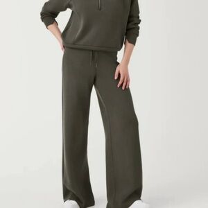 SPANX Wide-Leg Knit Lounge Pants in Dark Palm